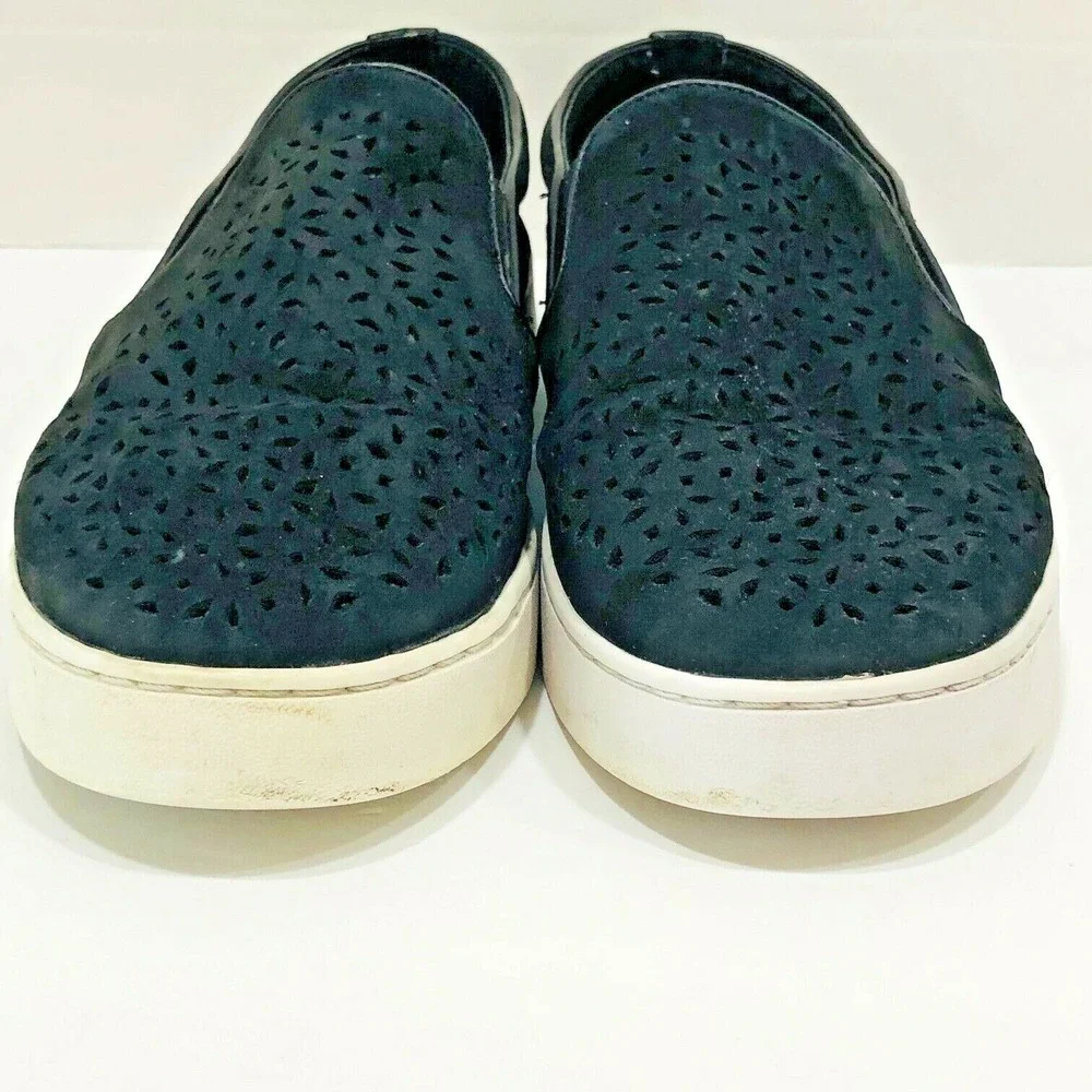Vionic Womens Shoes Kani Slip On Black Perforate Suede Sneaker Walking Casual 10